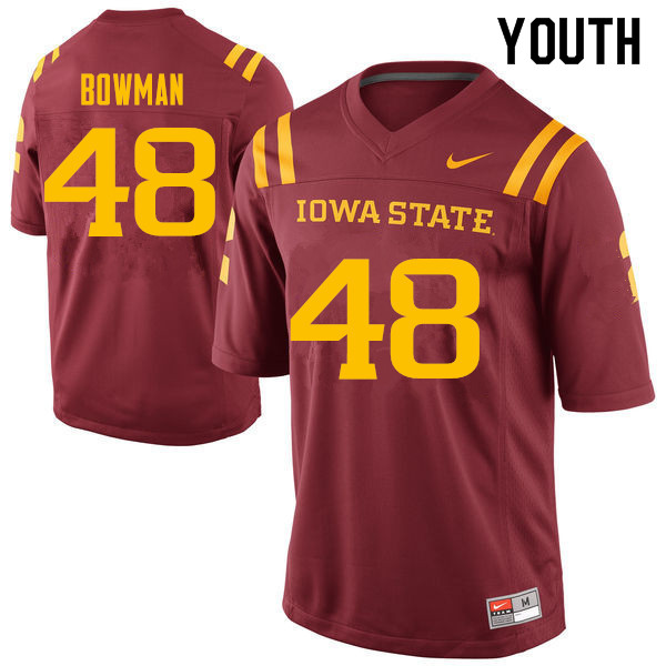 Youth #48 Jason Bowman Iowa State Cyclones College Football Jerseys Sale-Cardinal